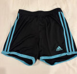 Adidas Vintage Black Athletic Shorts with Light Blue Trim Photo 0