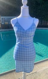 Light Blue Plaid Sundress Photo 0