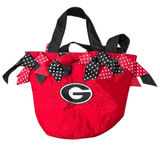 La Shea Georgia Bulldogs UGA Red Bow Gingham Lined Tote Bag Handbag NCAA Photo 0