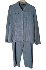 Ladies Club 2pc Baby Blue‎ Suede Pants Set Women's Size Large Photo 0