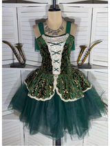Vintage velvet beaded dress tutu lace emerald green fairy homecoming Ren Fair S Photo 0