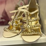 Elegant Gold and‎ Cream Strappy Women's Sandals Photo 0