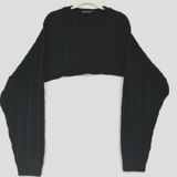 PrettyLittleThing Cable Knit Shrug Sweater Women’s S Black Extreme Crop Bolero Photo 0