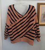 We‎ The Free Crossroads free People Striped Crossover Knit Sweater Tan Black L Photo 0