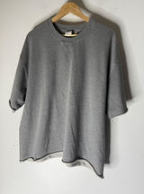 Aritzia Sweatfleece Boyfriend Fit Short Sleeve Sweatshirt Heather Grey Large Photo 0