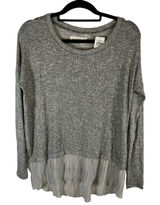 Abercrombie‎ & Fitch Womens Medium Silver Metallic Knit Pleated Hem Top NWT Photo 0