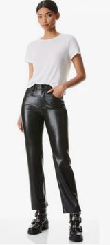 Alice + Olivia AMAZING VEGAN LEATHER BOYFRIEND PANT black size 25 Photo 0