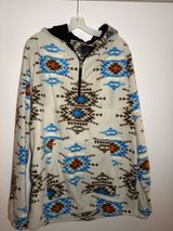 Rebels & Nomads Men XL Fleece Southwest Aztec Hooded Pullover Blue White 1/4 Zip Photo 0