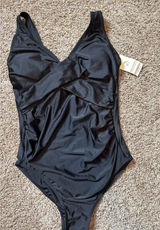 Summer Sunshine Women's Maternity One Piece Swimsuit Black Size M Black Ruched Photo 0