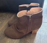 Womens Brown Faux Suede Slouchy Ankle‎ Boots Stacked Block Heel Size 8 Photo 0