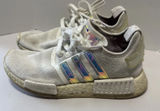 adidas‎ NMD_R1 White Iridescent Sneakers Tennis Shoes Women’s 6.5 Silver Stripes Photo 0