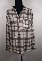 Anthropologie Tunic Top Shirt Medium Isadora Popover Stretch Checkered Gauze Photo 0