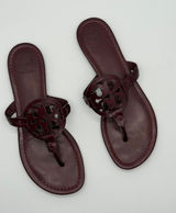 Tory Burch Miller Sandals Womens 8.5 Burgundy Croc Embossed Leather Flats Photo 0