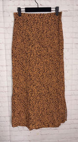 Cotton On Womens Medium Tan Black Cheetah Animal Print Elastic Waist Midi Skirt Photo 0