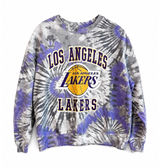 Hybrid Apparel NBA Sweatshirt Los Angeles Lakers Tie Dye Purple Gray Crewneck Fan‎ Gear Medium Photo 0