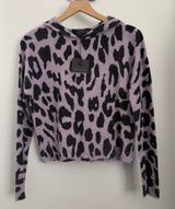Skull Cashmere XS NEW Leopard Crop‎ Hoodie Lavender Purple Grunge Emo Gothic Photo 0
