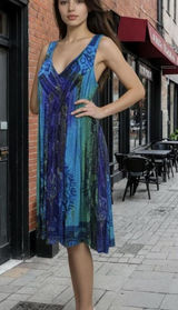 Women's Blue and Multi Dress Photo 0