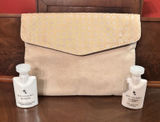 BVLGARI Fabric Cosmetic Makeup Bag‎ Suede Clutch Pouch Beige Gold Photo 0