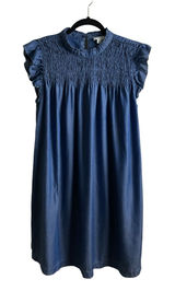 Crown & Ivy Smocked Yoke Flutter Sleeve Dress - Blue Photo 0