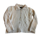Carraig Donn Cardigan Sweater Cream Merino Wool Aran Knit Irish Fisherman Photo 0