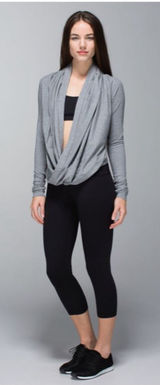 Lululemon Iconic Wrap Womens 6 Yoga heathered gray loose‎ fit workout dance Photo 0