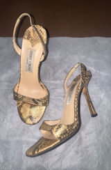 Jimmy Choo Metallic Gold Snakeskin Stiletto Slingbacks Photo 0