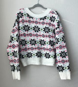 PINK Victoria's Secret White Snowflake Holiday V-Neck Sweater Fairisle Size M Photo 0