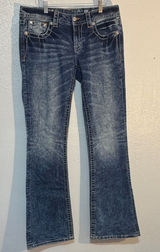 Miss Me Size 31 Signature Bootcut Jeans Y2K Embellished Bling Distressed Denim Photo 0