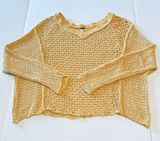 Free People Womens Size XS Yellow Oversized Knit Sweater V-neck Boho *FLAWED* Photo 0