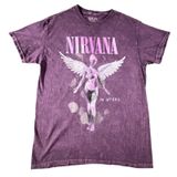 Nirvana T-Shirt Women M Purple In‎ Utero Live 93 Tour Graphic Mineral Wash Tee Photo 0