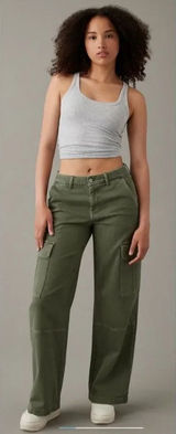 ✨AE Dreamy Drape Stretch Cargo Super High-Waisted Baggy Wide-Leg Sz 0 Pants✨ Photo 0
