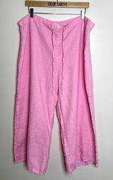 Vintage Kiko Bay Linen Pink Drawstring Capri Pants Photo 0
