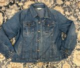 Christopher & Banks Denim Jean Jacket Women’s XL Petite Clear Rhinestone Buttons Photo 0