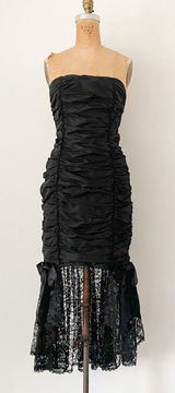 Vintage ‘80s Gunne Sax Goth Prom‎ Dress Fishtail Hem Rare HTF Dark Martitia Photo 0