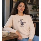 MOTHER The Biggie Concert Graphic Sweatshirt in Cat Got Your Tongue Size Small Photo 0