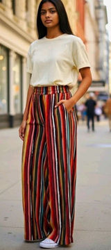 Free People Striped Wide Leg Palazzo Pants Women S Boho Festival Colorful Hippie Photo 0