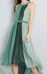 Modcloth green sleeveless High-Low color block Chiffon maxi Dress NWOT size 2X Photo 0