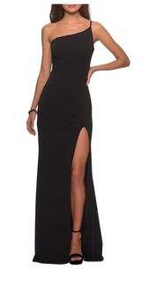 La Femme Women's Black One-Shoulder Formal Gown Size 0 Long Dress Photo 0
