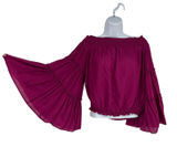 Free People Free Spirit Crop‎ Top S Magenta Off Shoulder Tiered Bell Sleeve Boho Photo 0