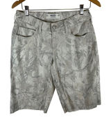 Hollister Low-Rise Baggy Camo Shorts Grey White Leaf Print Frayed Hem Sz 4R W27 Photo 0