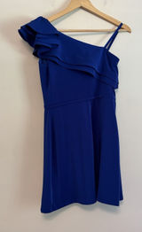 ieena for mac duggal 8 Blue Short Dress Ruffle Pageant Formal Dance Party FLAWS Photo 0