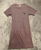 Chinti and Parker Striped 100% Linen Dress Sz Small Pink‎ Gray Maroon Photo 0
