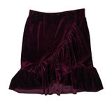Urban Outfitters Velvet Ruffle Wrap Mini Skirt Burgundy XS Holiday Glam Photo 0