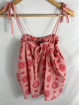 Aerie Eyelet Stripe Tie Shoulder Breezy Flowy Tank Red White Size Medium Photo 0