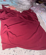 Women's Sleeveless Tie-Front Tank Top and shorts sleep set- Burgundy Photo 0