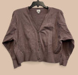 a • new day Brown Button-Up Cardigan Crop Bolero Women’s Size L Sweater Cover Photo 0