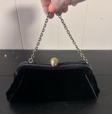 Banana Republic Black Satin Clutch Kiss Lock Evening Bag Chain Strap Purse Photo 0