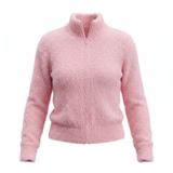 No Boundaries Pink Fuzzy Eyelash Knit Full Zip Mock Neck Sweater JuniorsXL 15-17 Photo 0
