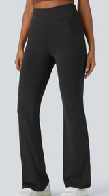 Halara UltraSculpt Flare Leggings XL Black Mid Rise Tummy Control Pockets NWT Photo 0