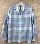 Lauren Ralph Lauren Wool Blue Plaid Button Down‎ Shirt Jacket Women M Classic Photo 0